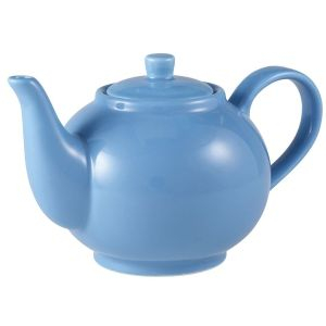 Genware Porcelain Blue Teapot 45cl/15.75oz - SKU: 393945BL
