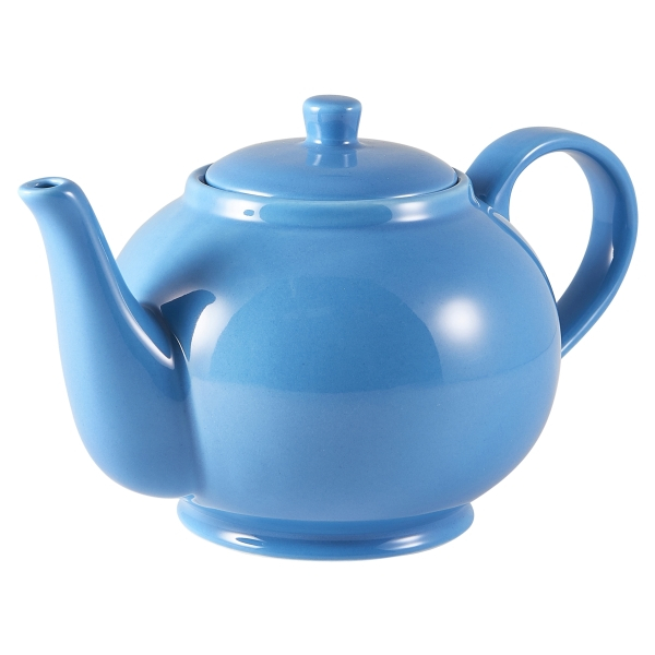 Genware Porcelain Teapot 85cl/30oz Blue - SKU: 393985BL