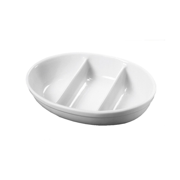 R.G.3 Divided Veg. Dish 28cm White - SKU: 3DV2-W