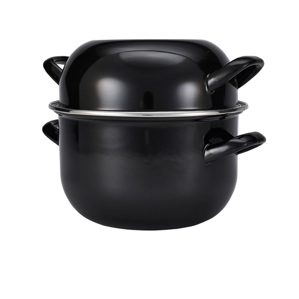 Black Enamel Mussel Pot 24cm (Dia)