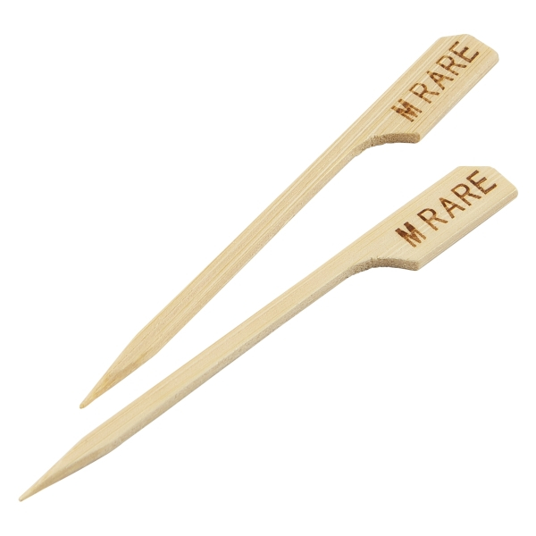 Bamboo Steak Markers 9cm/3.5" Medium Rare (100pcs) - SKU: BMBSM9-MR