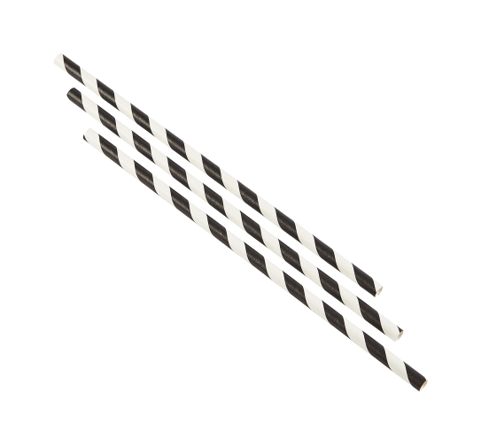 Paper Straws Black and White Stripes 14cm (500pcs) - SKU: PPS14BK