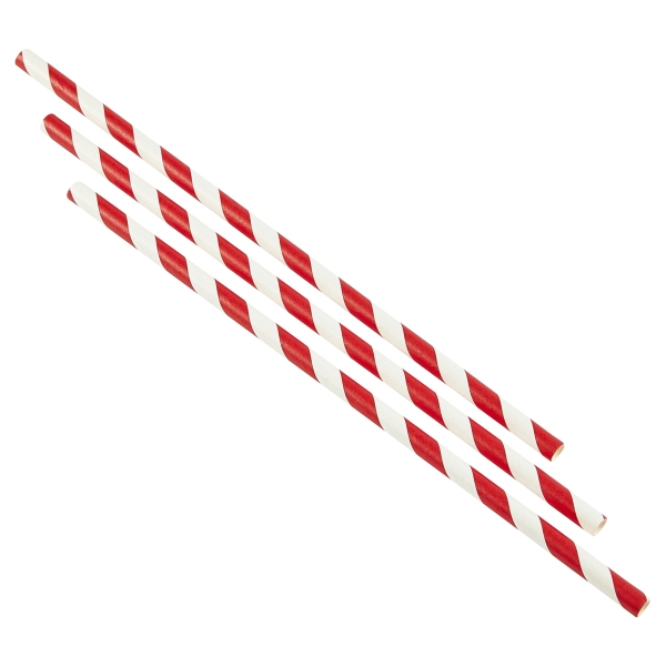 Paper Straws Red and White Stripes 20cm (500pcs) - SKU: PPS20R