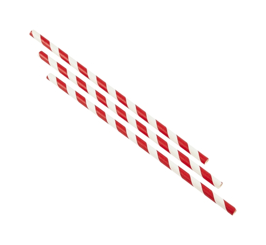Paper Straws Red and White Stripes 23cm (250pcs) - SKU: PPS23R