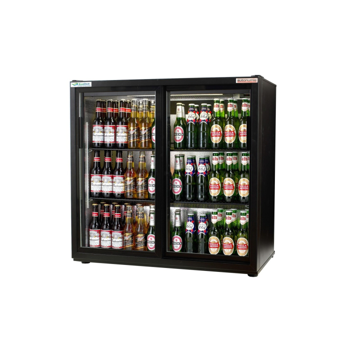 EcoChill 2 Door Sliding Black Bottle Cooler - SKU: RJC10001