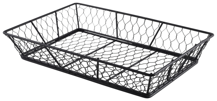 Genware Rectangular Black Wire Basket 31.5 x 21.5 x 6cm - SKU: WB3121BK