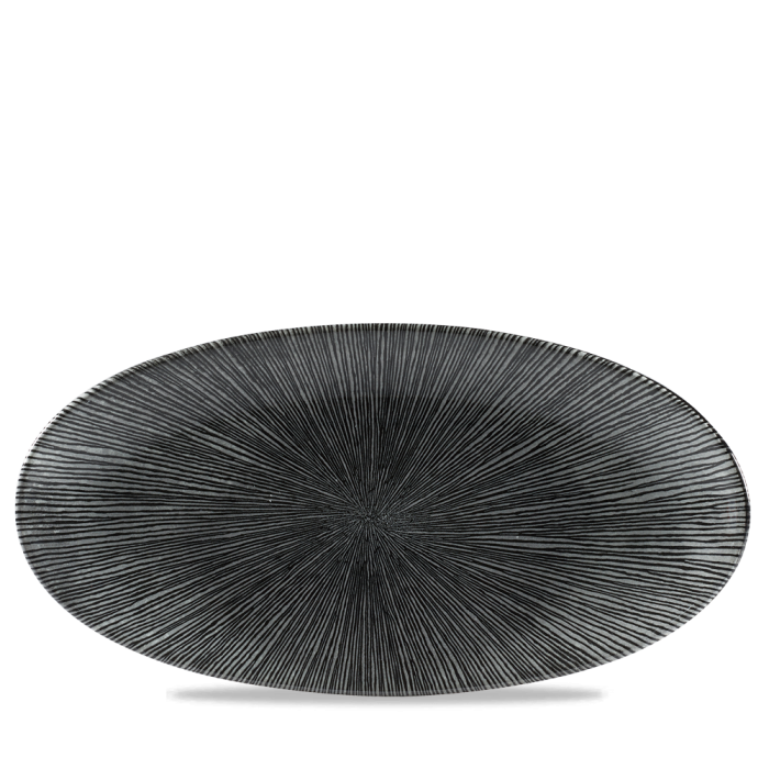 Studio Prints Agano Black Oval Chefs Plate 13 3/4X6 3/4" Box 6
