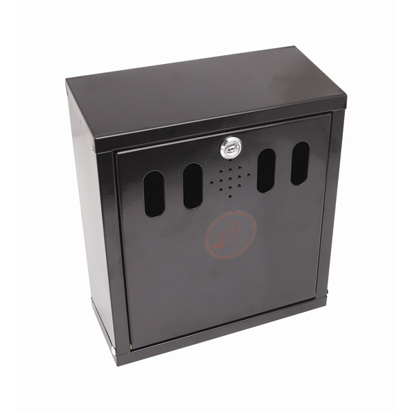 Genware Black Wall-Mounted Outdoor Ashtray - SKU: AT-WM-BLK