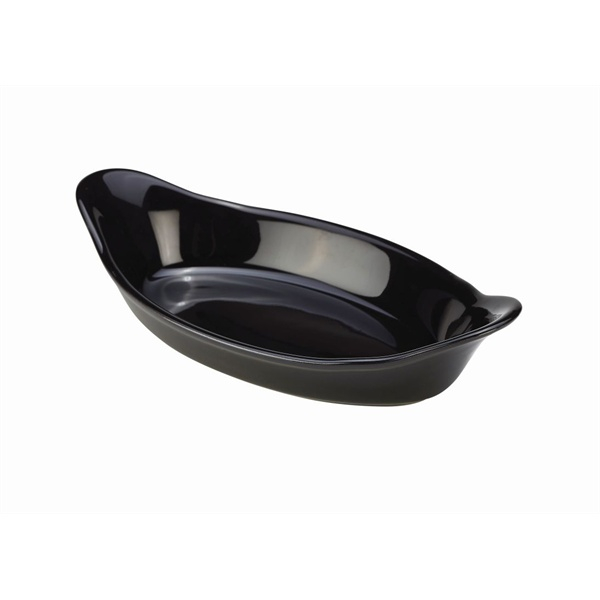 Genware Stoneware Black Oval Eared Dish 16.5cm/6.5" - SKU: B23D-BL
