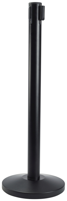 Black Barrier Post - Retractable Black Belt - SKU: BP-BLTBBK