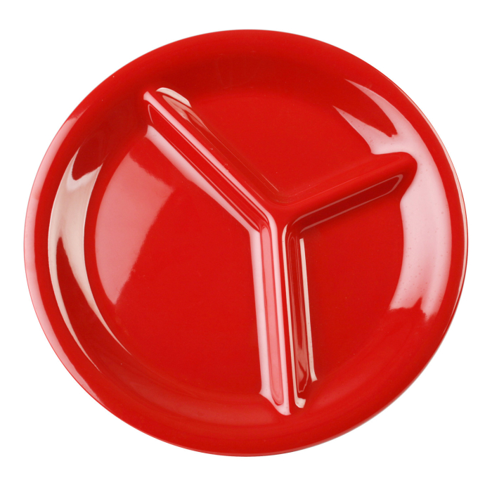 10 1/4" / 260mm, 3 Compartment Plate, Pure Red