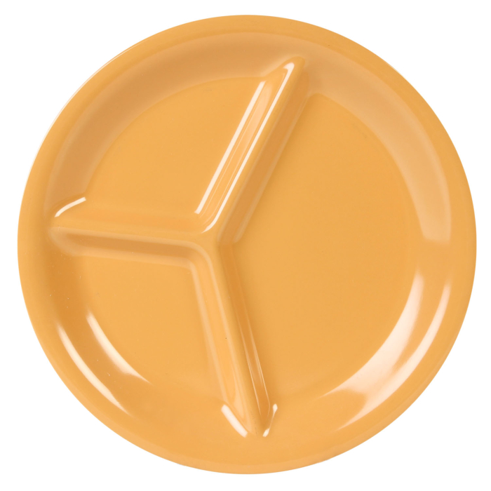 10 1/4" / 260mm, 3 Compartment Plate, Yellow