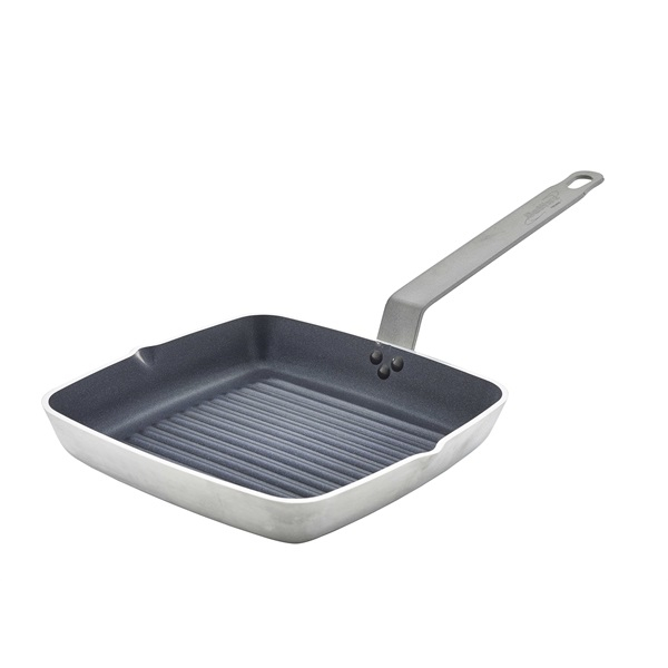 Non Stick Teflon Aluminium Square Ribbed Skillet 24cm - SKU: RB24NS