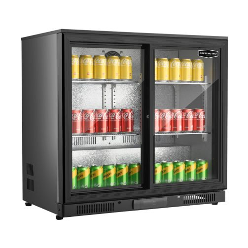 Sterling Pro Sliding Double Door Bottle Cooler, 180 x 330ml Bottles