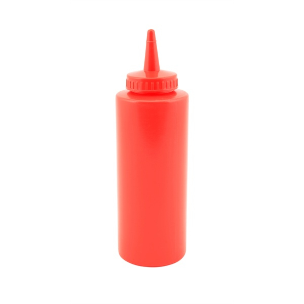 Genware Squeeze Bottle Red 12oz/35cl - SKU: SQB12R