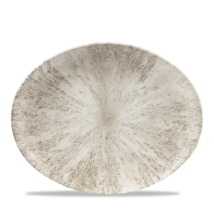 Stone Agate Grey Orbit Oval Coupe Plate 12.5" Box 12