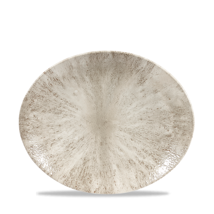 Stone Agate Grey Orbit Oval Coupe Plate 10" Box 12