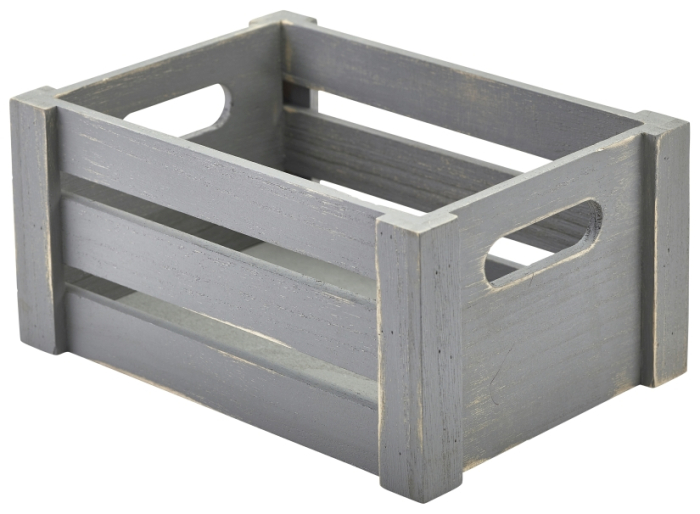 Wooden Crate Grey Finish 22.8 x 16.5 x 11cm - SKU: WDC-2014G