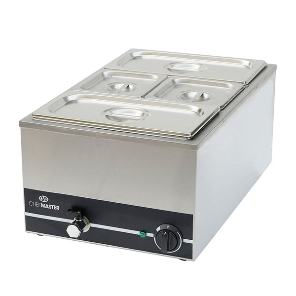 Chefmaster 1/1GN Wet Well Bain-Marie With Tap & Pans - SKU: HEF577