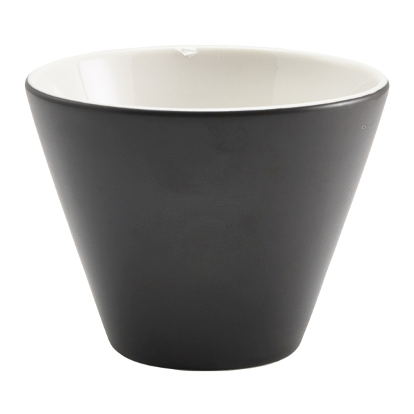Genware Porcelain Matt Black Conical Bowl 10.5cm/4" - SKU: 369011MBK