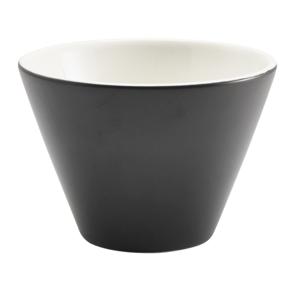 Genware Porcelain Matt Black Conical Bowl 12cm/4.75" - SKU: 369012MBK