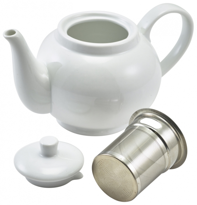 Genware Porcelain Teapot with Infuser 45cl/15.75oz - SKU: 393946