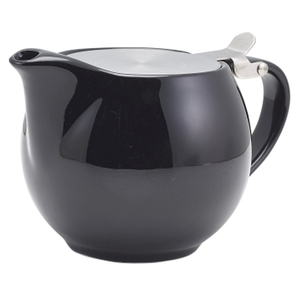 GenWare Porcelain Black Teapot with St/St Lid & Infuser 50cl/17.6oz - SKU: 395950BK