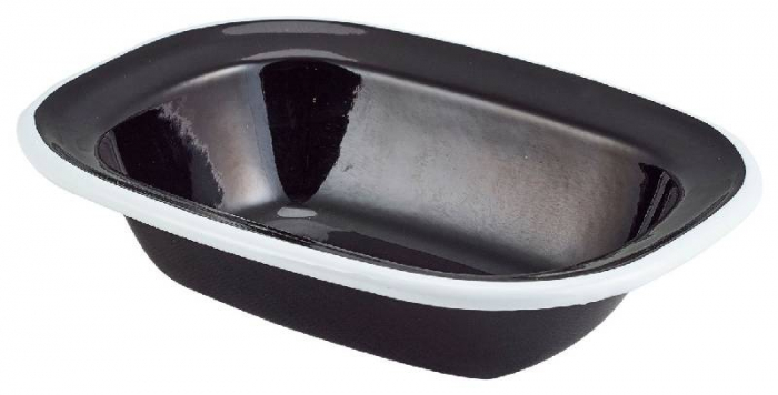 Enamel Pie Dish Black with White Rim 16cm - SKU: 44016BK