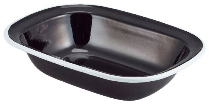 Enamel Pie Dish Black with White Rim 20cm - SKU: 44020BK