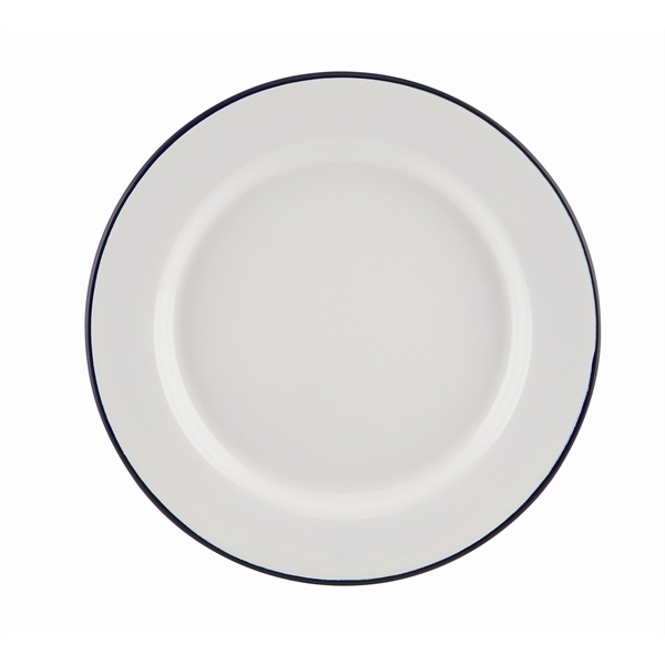 Enamel Wide Rim Plate White & Blue 20cm - SKU: 45020