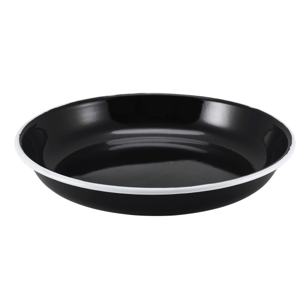 Enamel Rice/Pasta Plate Black with White Rim 20cm - SKU: 45620BK
