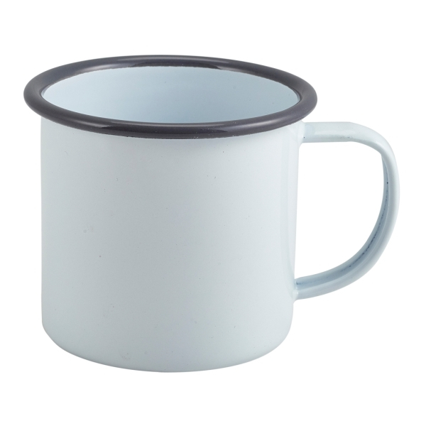 Enamel Mug White with Grey Rim 36cl/12.5oz - SKU: 50008WHG