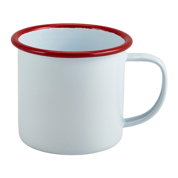 Enamel Mug White with Red Rim 36cl/12.5oz - SKU: 50008WHR