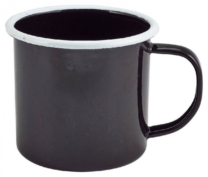 Enamel Mug Black with White Rim 36cl/12.5oz - SKU: 50018BK