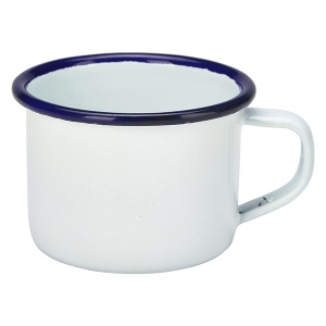 Enamel Mug White With Blue Rim 12cl/4.2oz - SKU: 52106