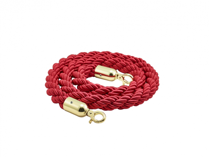 Barrier Rope Red- Brass Plated Ends - SKU: BR-RBP