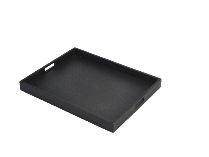 Solid Black Butlers Tray 49 x 38.5 x 4.5cm - SKU: BT4938BK