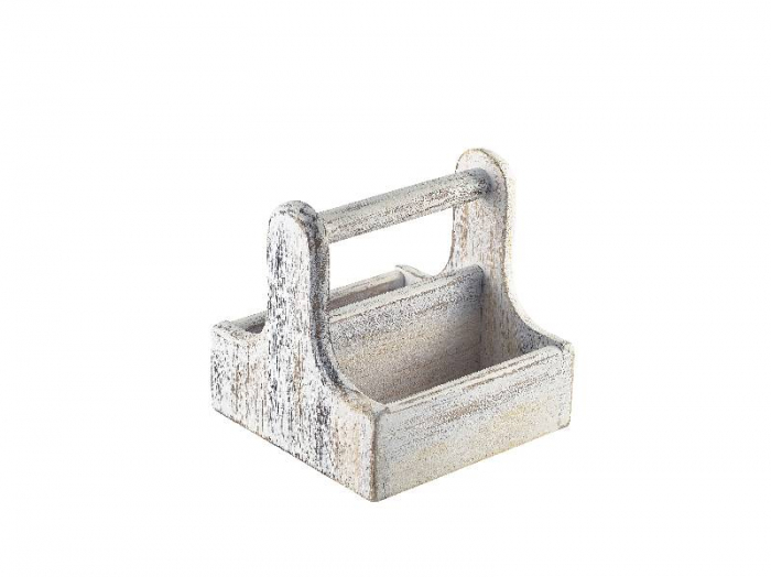 Small White Wooden Table Caddy - SKU: DWTC-SW