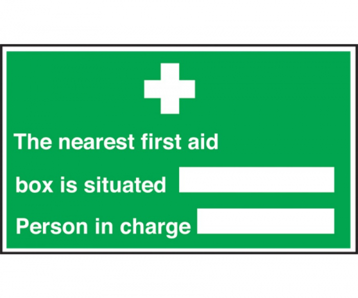 The Nearest First Aid Box is Situated Notice - SKU: FA030