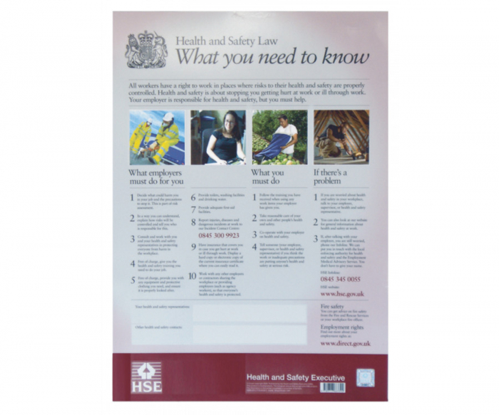 A3 Health & Safety Law Poster - SKU: HSL003