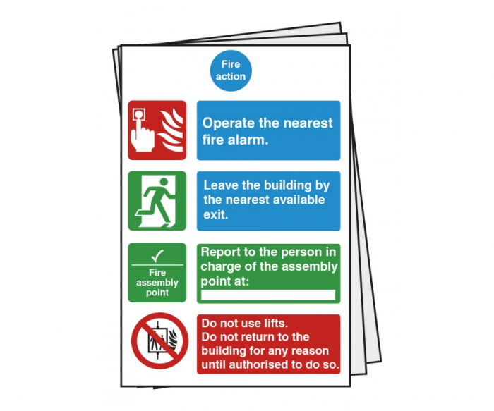 Fire Action Safety Sign Pack - SKU: MS112