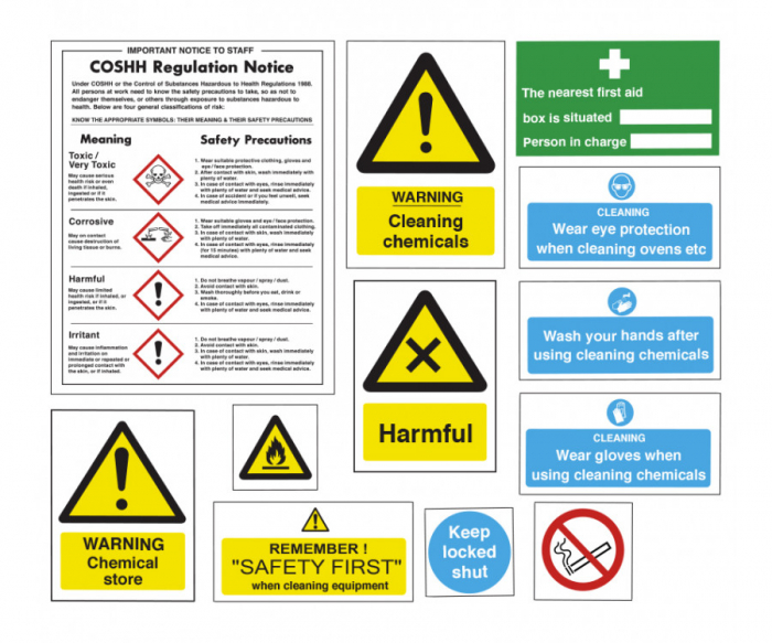 Safe Use & Storage of Chemicals Sign Pack - SKU: SUCPK