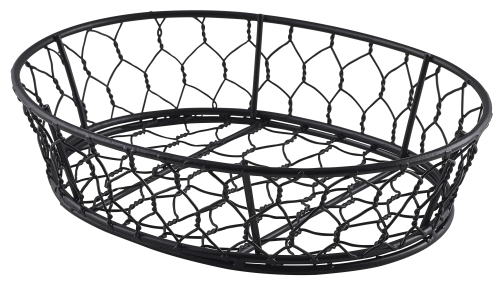 Genware Oval Black Wire Basket 24 x 18 x 6cm - SKU: WB2418BK