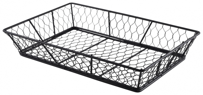 Genware Rectangular Black Wire Basket 31.5 x 21.5 x 6cm - SKU: WB3121BK