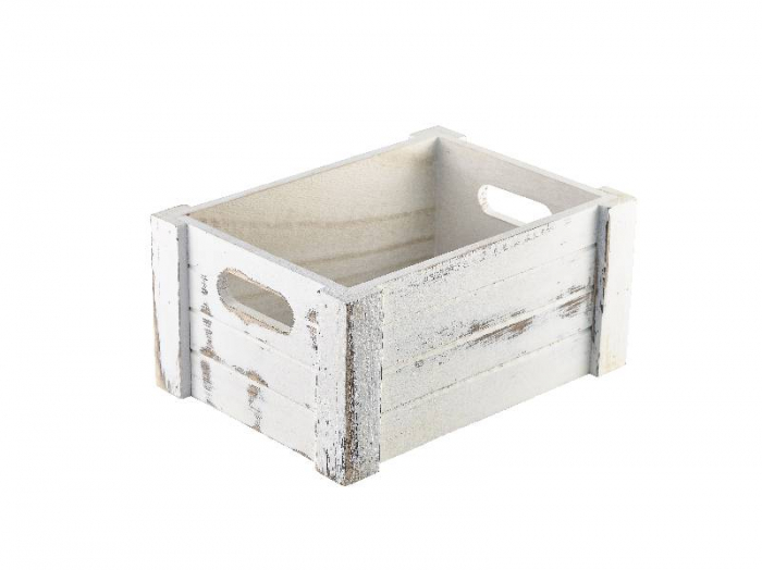 Wooden Crate White Wash Finish 22.8x16.5x11cm - SKU: WDC-2014W