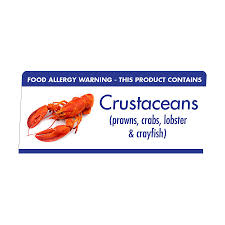 Food Allergen Buffet Notice Crustaceans (prawns crabs lobster & crayfish) - SKU: BT005