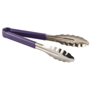 Genware Colour Coded St/St. Tong 23cm Purple - SKU: CCT23P