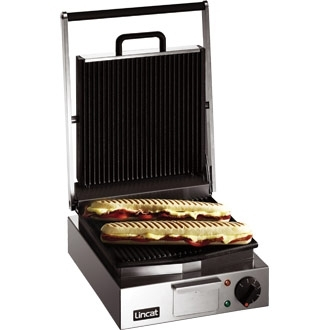 Lincat Lynx 400 Electric Counter-top Single Panini Grill - Ribbed Upper & Lower Plates - W 310 mm - 2.25 kW  - SKU: LPG