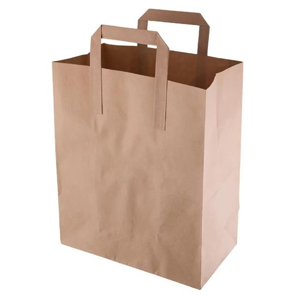 EDLP Fiesta Green Recycled Brown Paper Bag with Handles Medium (Pack 250)