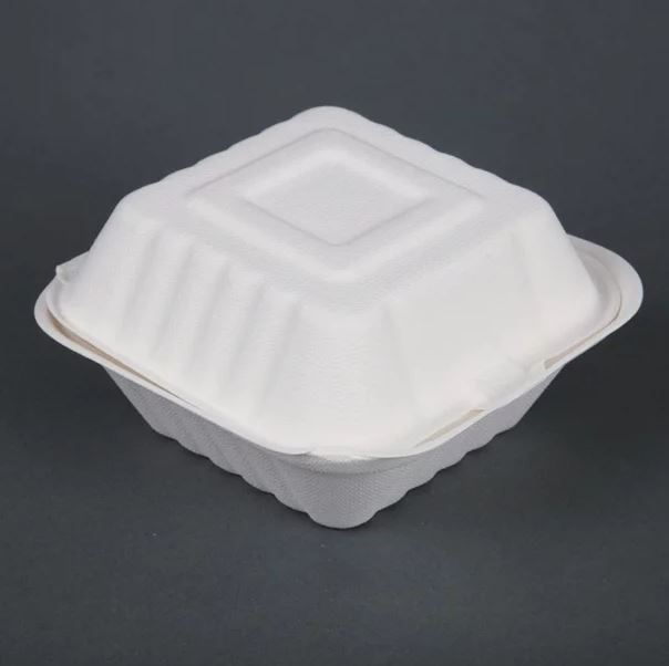 Fiesta Green Compostable Hinged Container Burger Box - 81x149x152mm (Pack 500)